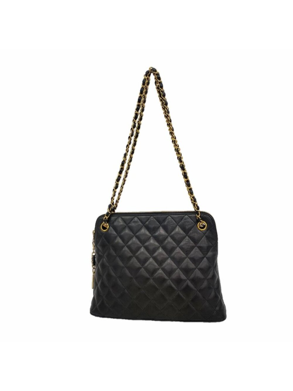 Chanel Shoulder Bag Quilted Lambskin Black Gold